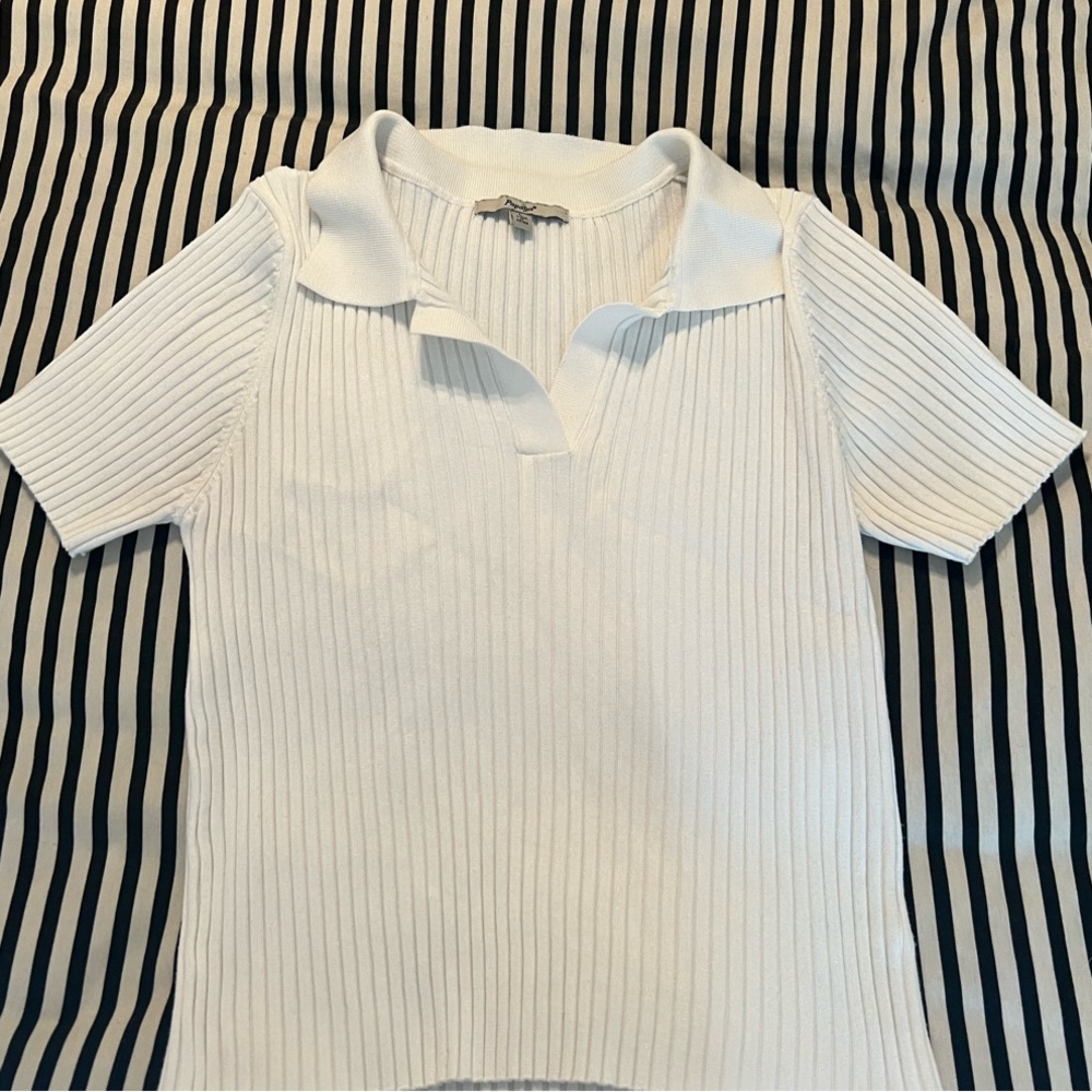 Papaya White Ribbed Polo Shirt